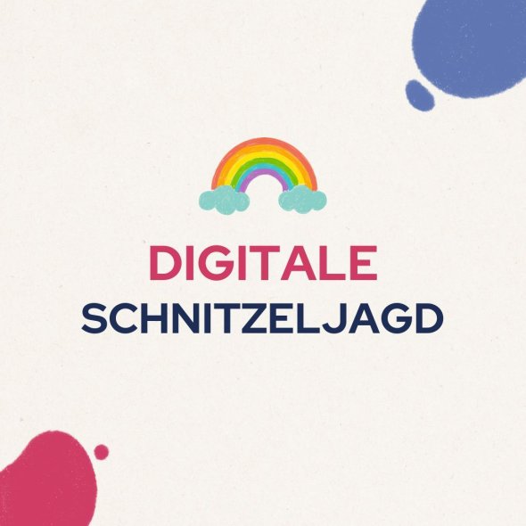 Logo Digitale Schnitzeljagd mit Schriftzug und Regenbogen