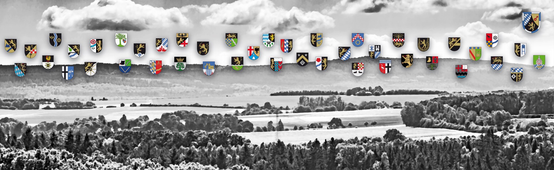 Alle Wappen der zugehörigen Ortsgemeinden der Verbandsgemeinde Simmern-Rheinböllen